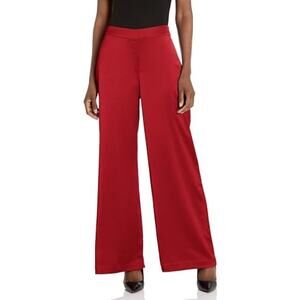 TRINA TURK Pants Size 6 NWT Wide Leg Red Satin Side Zipper Designer Luxury